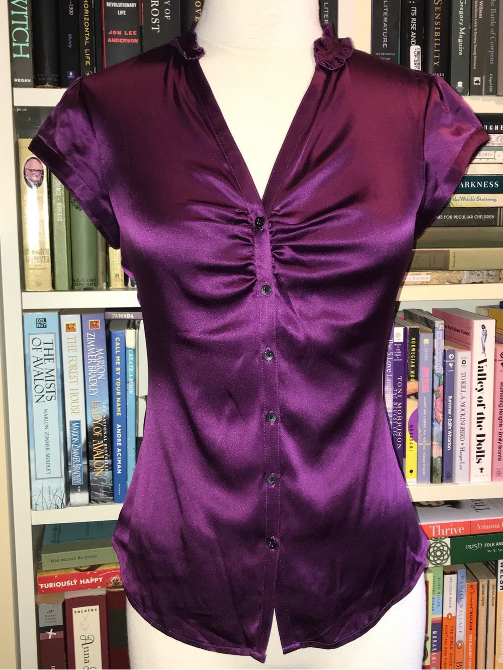 Express Design Studio Purple Shiny Silk Blouse Top